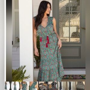 Natural Life Turquoise & Pink Floral Maxi Dress